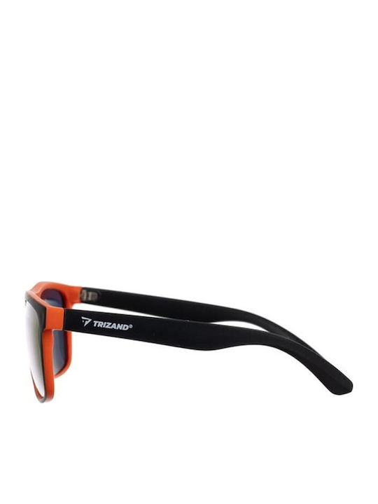 Trizand Unisex Sonnenbrille mit Schwarz Kunststoff Gestell und Orange Polarisiert Spiegel Linse