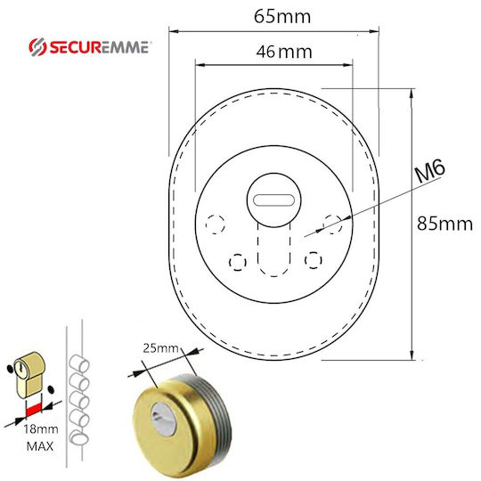 Securemme Defender Lock Armoured Door Silver