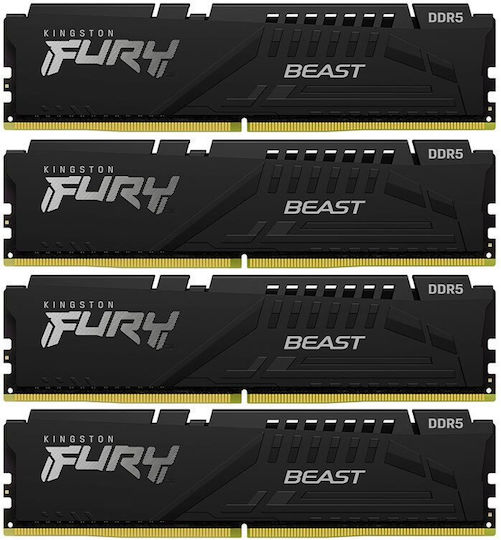 Kingston Fury Beast 64GB DDR5 RAM with 4 Modules (4x16GB) and 5600 Speed for Desktop