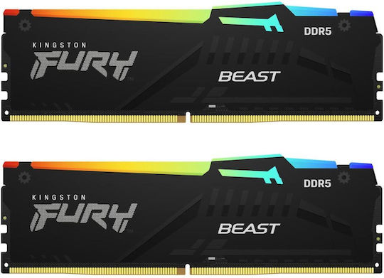 Kingston Fury Beast RGB DDR5 32GB RAM με 2x16GB Modules και Ταχύτητα 6800 για Desktop