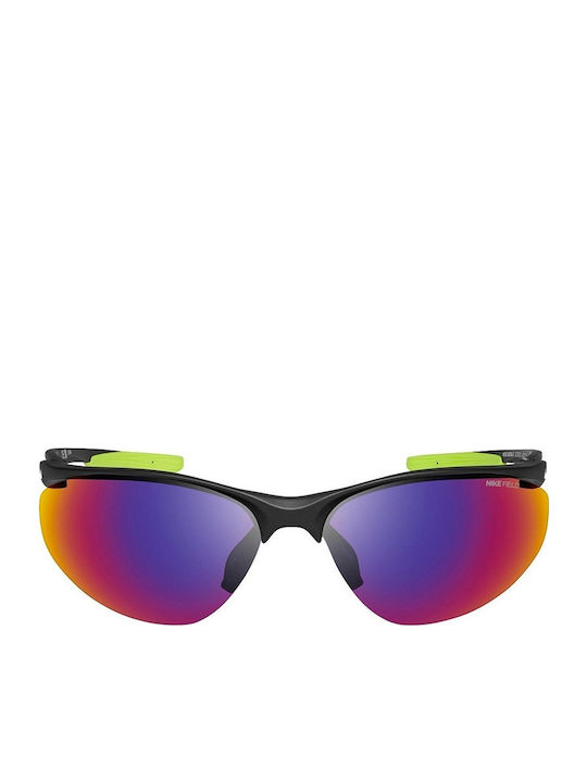 Nike Aerial E Unisex Sunglasses with Black Plastic Frame and Blue Mirror Lens DZ7353-011