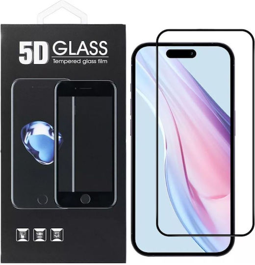 5D 0.3mm Full Glue Full Face Tempered Glass Black (iPhone 16, Apple)