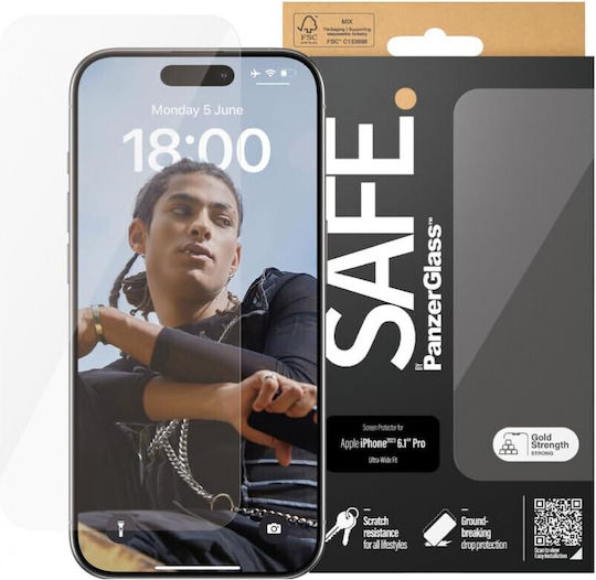 PanzerGlass Ultra-wide Fit Vollflächig gehärtetes Glas (iPhone 15 Pro)