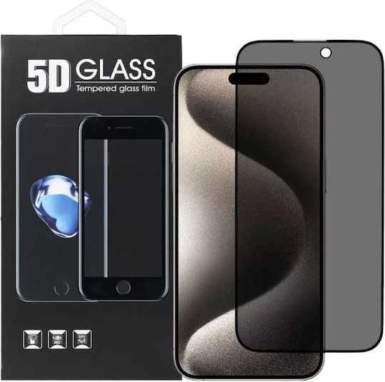 5D 0.3mm Full Glue Privacy Full Face Tempered Glass Black (iPhone 16, OEM)