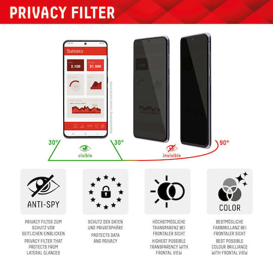 Displex Real Curved 3D Privacy Full Face Tempered Glass (S23)
