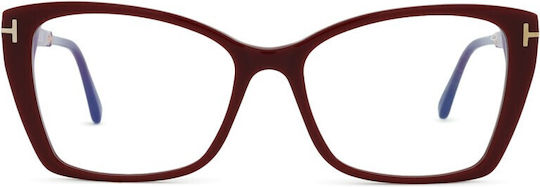 Tom Ford Women's Acetate Butterfly Red Prescription Eyeglass Frame FT5893 069
