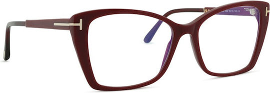 Tom Ford Women's Acetate Butterfly Red Prescription Eyeglass Frame FT5893 069
