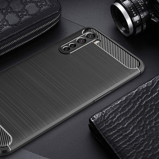 Techsuit Carbon Back Cover Silicon Negru (OnePlus Nord)
