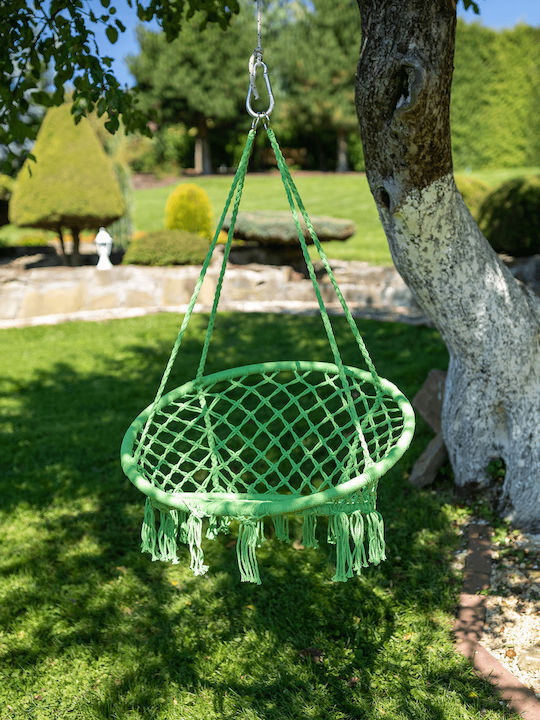 Hängende Garten & Veranda Schaukel Sessel Stoff Grün Belastbarkeit bis 120kg L80xB80xH120cm
