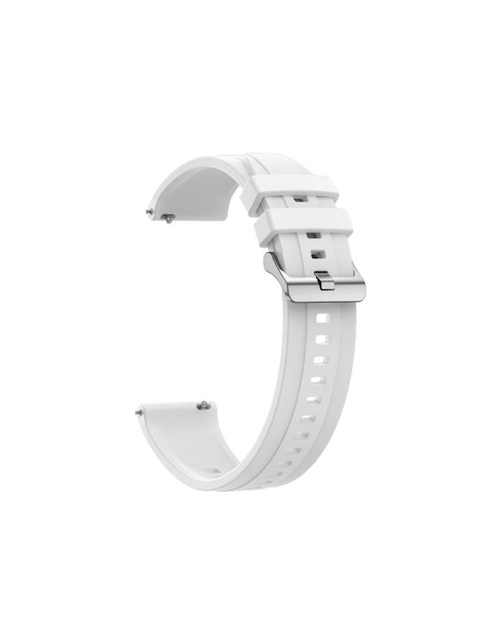 Huawei Watch 4 Tire Pattern Ασημένια Πόρπη Λουράκι Ρολογιού Σιλικόνης Λευκό