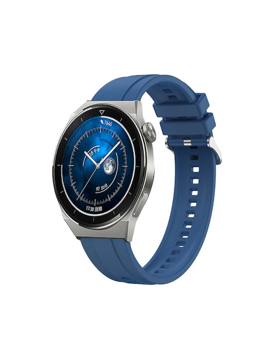 Huawei Watch 4 Tire Pattern Ασημένια Πόρπη Λουράκι Ρολογιού Σιλικόνης Μπλε
