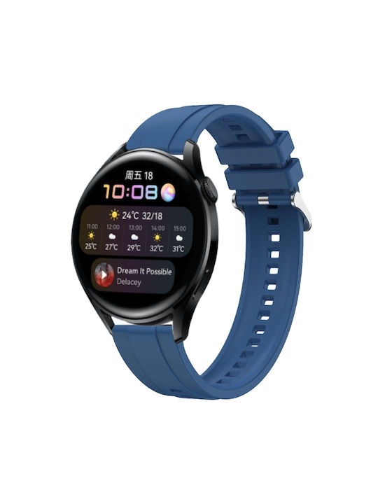 Huawei Watch 4 Tire Pattern Ασημένια Πόρπη Λουράκι Ρολογιού Σιλικόνης Μπλε