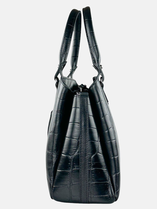 Leder Damentasche Schultertasche Schwarz
