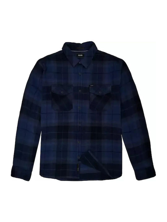 Cu mânecă lungă Flanel Cămașă Carou Navy Blue