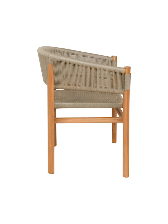 Kajone Πολυθρόνα Φυσική Απόχρωση Και Κρεμ 62x55x75cm