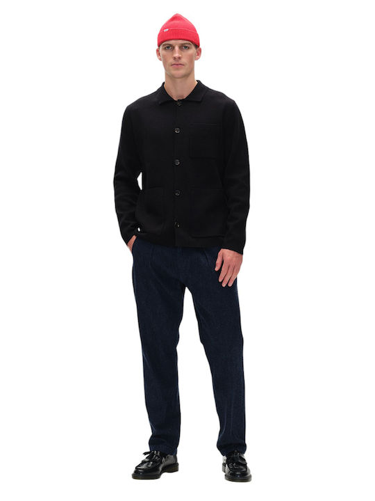 Men's Cardigan with Buttons Black