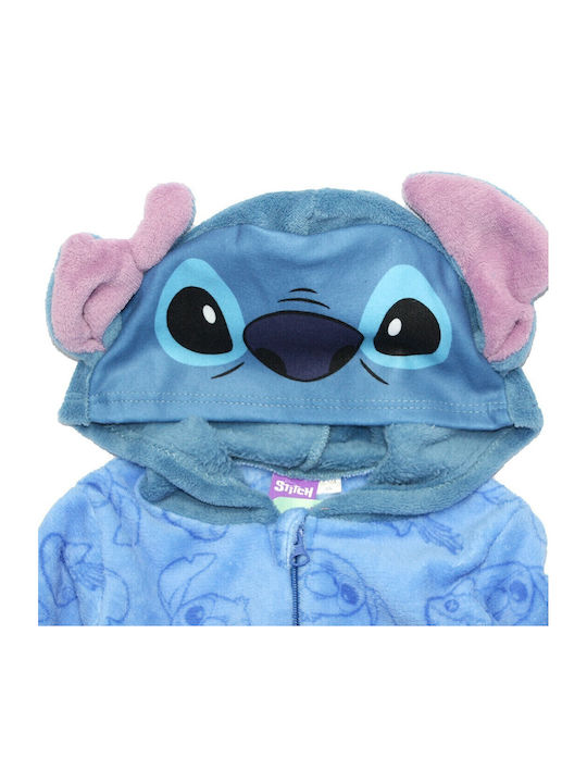 Disney Kids' One-piece Pajamas Winter Fleece Blue Lilo & Stitch
