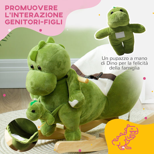 Aiyaplay Wooden Rocking Toy Dinosaur for 18+ months with Sounds & Music Green