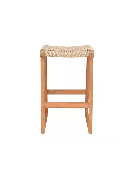 Stool For Living Room with Backrest Wooden Kuza Natural Shade 40x42x66cm