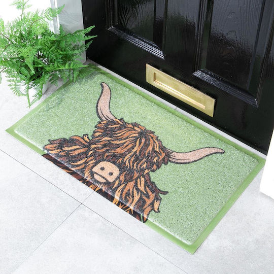 Artsy Mats Πατάκι Εισόδου Green Highland Cow Πράσινο 70x40εκ. -AMDMW-HIGHLANDBROWN-7040 Πράσινα