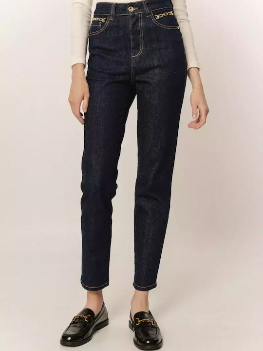 Hoch tailliert Damenjeans mit Rissen in Enger Passform D.K Blue Denim