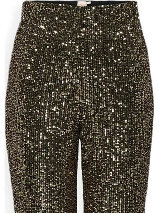Women's Fabric Trousers Black with Sequins