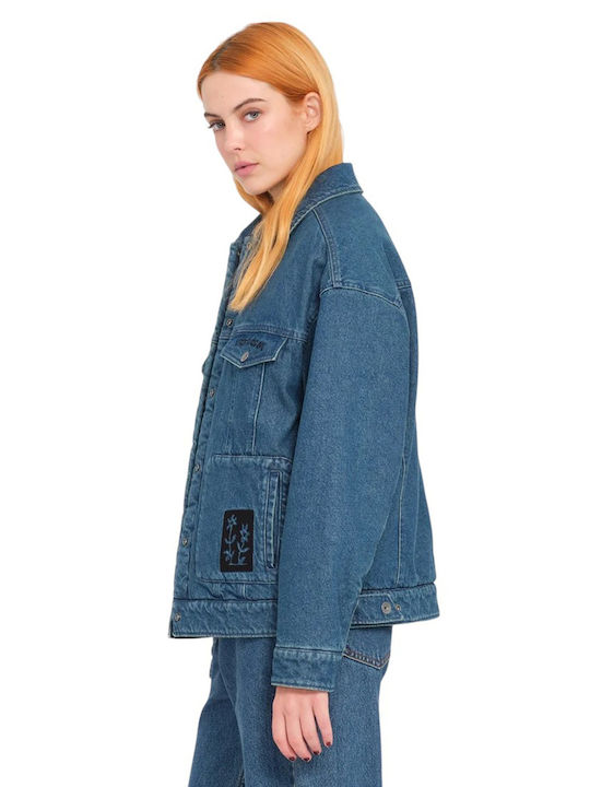 Volcom Scurtă Jachetă de femei din denim Albastru