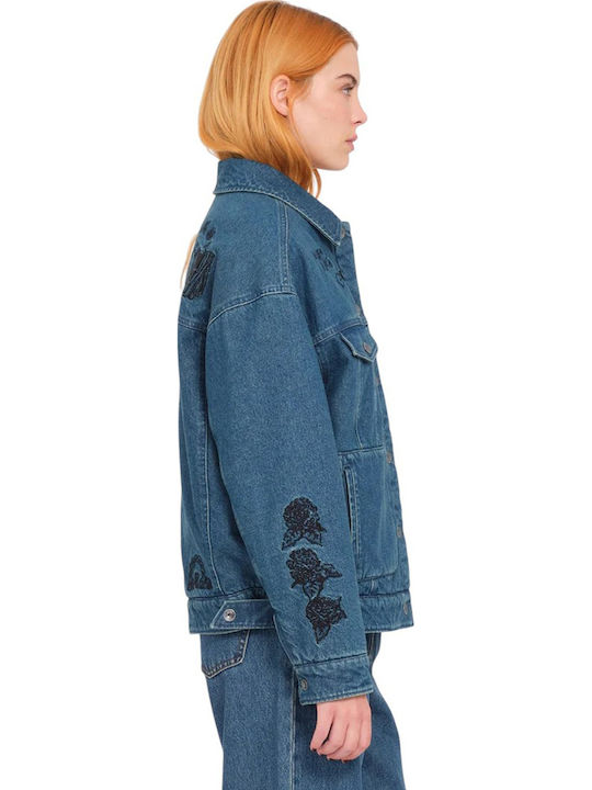 Keutchi Denim Κοντό Γυναικείο Τζιν Μπουφάν Μπλε