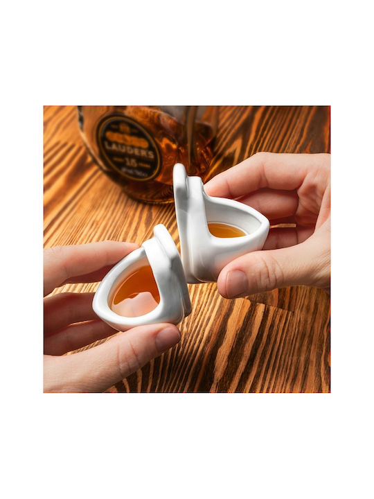 Gadget Master Set de pahare Pahar pentru shot / Cocteiluri din Ceramică în Culoarea Alb 2buc