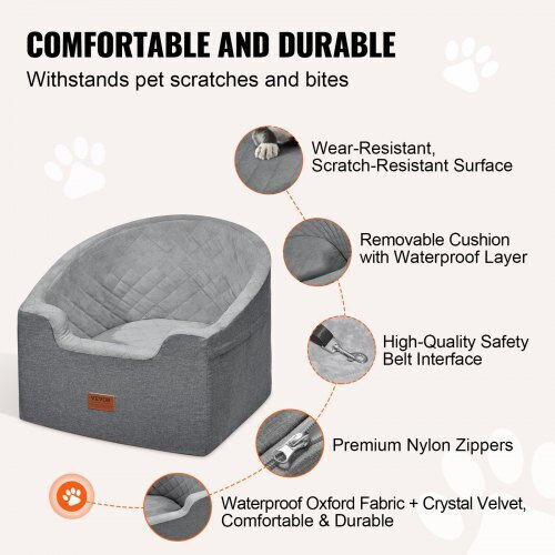 Vevor Waterproof Seat Car for Dog Gray