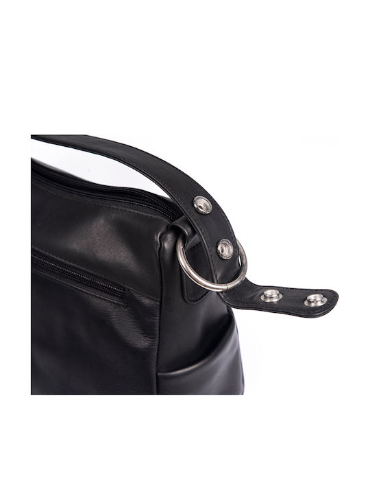 Leder Damentasche Schultertasche Schwarz