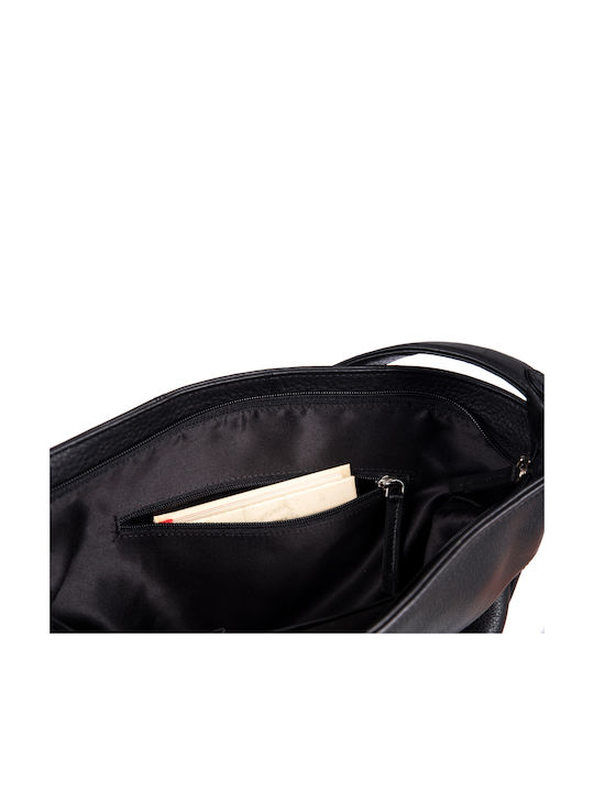 Leder Damentasche Schultertasche Schwarz