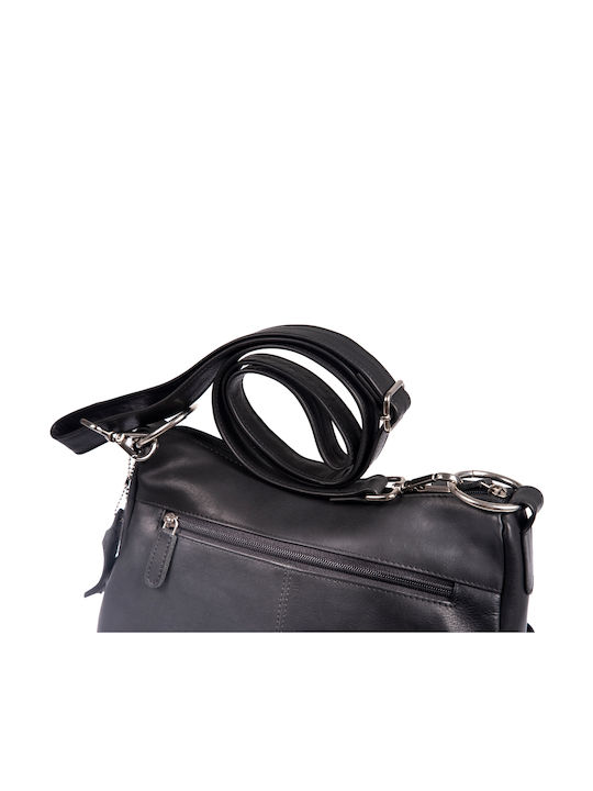 Leder Damentasche Schultertasche Schwarz