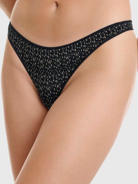 Bamboo Women's String 2Pack Black-beige