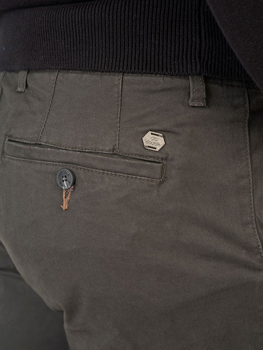 Pantaloni Chino Elastic cu Croială Slim Trabuc