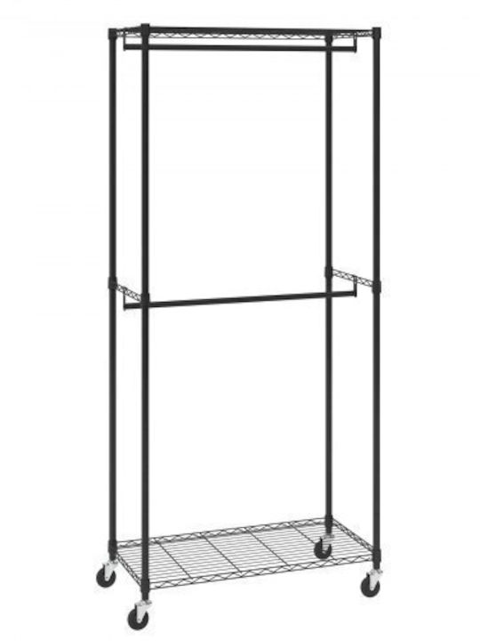 Vevor Wheeled Floor Garment Rack made of Metal Black 91.5x45x204cm