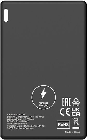 Verbatim Mein Finder Card Apple Find My Schwarz/Silber 2er Pack Wiederaufladbare Batterie