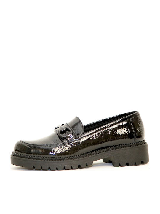 Patent Leather Women's Loafers in Black Color