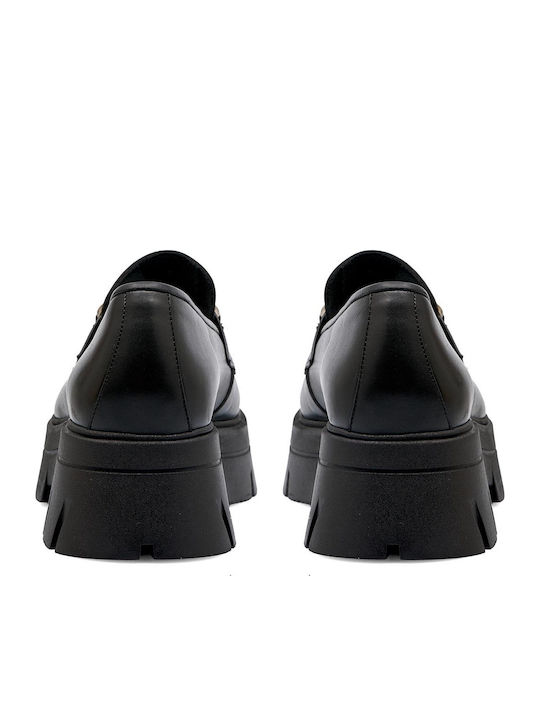 Leder Damen Mokassins in Schwarz Farbe