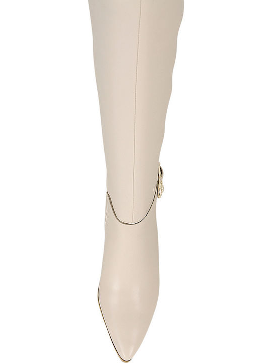 Synthetic Leather Medium Heel Women's Boots Bolie Beige