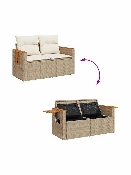 Corner Outdoor Sofa Rattan with Chest and Cushions 55x55x69cm
