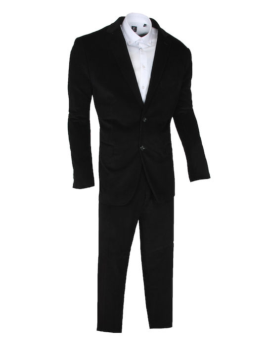 Costum Bărbați cu Croială Normală Negru
