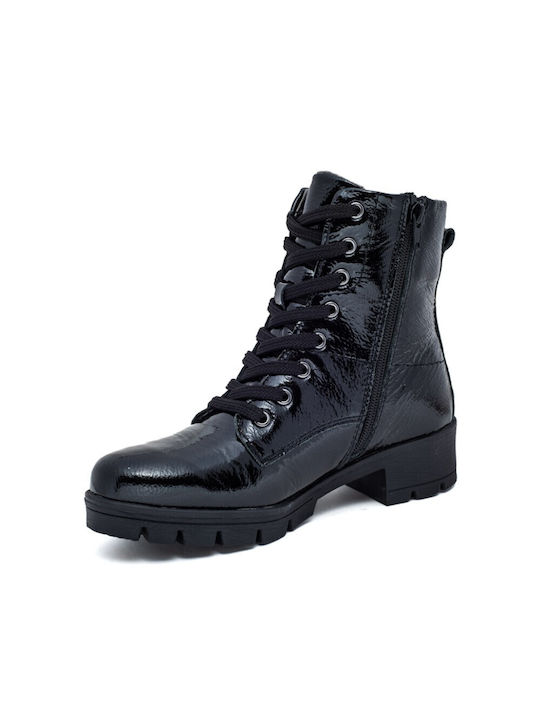 Leder Stiefeletten Damen Schwarz