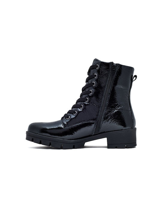 Leder Stiefeletten Damen Schwarz