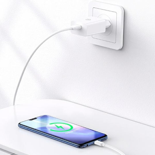 Usams Mobile Phone Charger with USB-A Output Ports and micro USB Cable 18W Quick Charge 3.0 White