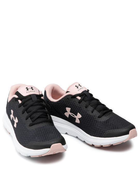 Under Armour Surge 2 Kinder Sportschuhe Laufen mit Schnürsenkeln Schwarz