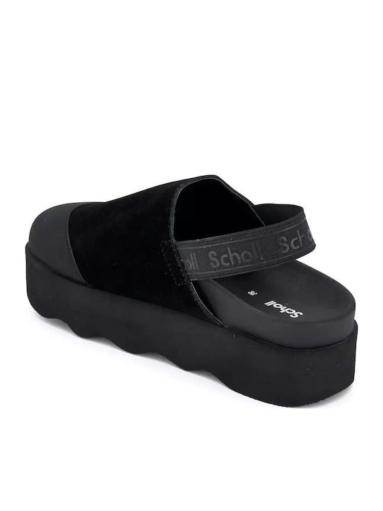 Abby Suede Mules με Χαμηλό Τακούνι σε Μαύρο Χρώμα