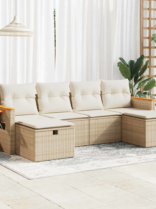 Corner Outdoor Sofa Rattan with Chest and Cushions 55x55x69cm