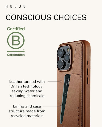 Mujjo Back Cover Δερμάτινο 1mm Καφέ (iPhone 16 Pro Max)