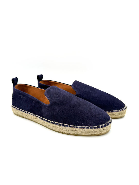 Ibiza's Women's Leather Espadrilles Navy Blue